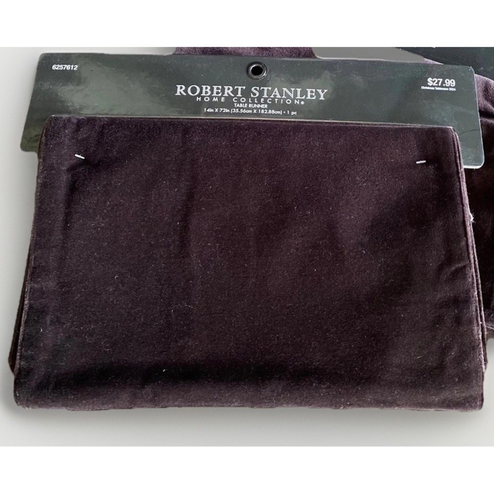 NWT ROBERT STANLEY Home Collection Brown Velvet Table Runner 14" x 72" Christmas